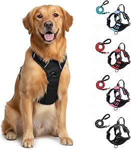 Fellstern Harness, Anti-Pull Dog Harness with Step-in Design, Breathable and Padded, For Relaxed Walking, No Pull Control, For Dogs of All Sizes (Black, L)