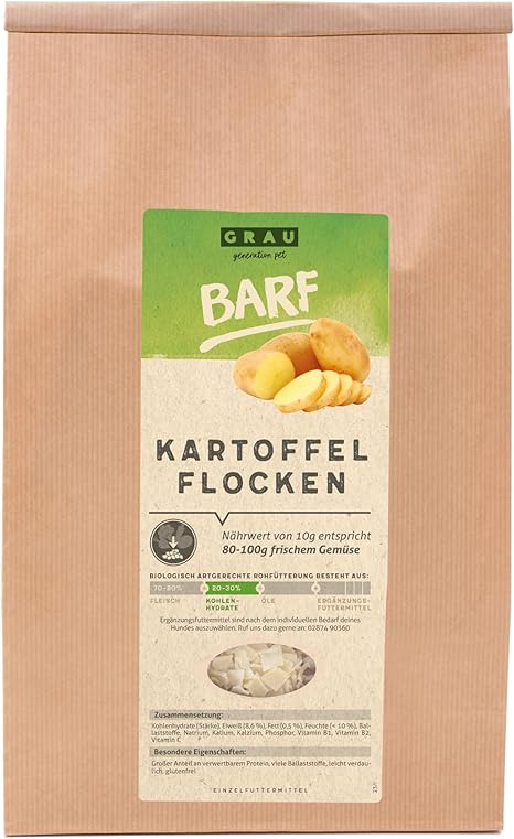 GRAU The Original – Dry Vegetables for BARF for Dogs – Potato Flakes, Pack of 1 (1 x 1.2 kg), Supplementary Food for Dogs