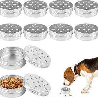 RUNEAY Dog Training Accessories Odour Training Case for Dogs Round Metal Tins with Ventilation Holes Aluminium Dog Fragrance Cans Agility Training Equipment for Sniffing Dogs and Odour Games Pack of