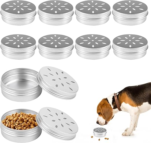 RUNEAY Dog Training Accessories Odour Training Case for Dogs Round Metal Tins with Ventilation Holes Aluminium Dog Fragrance Cans Agility Training Equipment for Sniffing Dogs and Odour Games Pack of