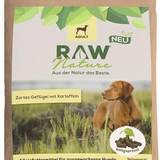 RAW Nature Adult Dry Food with Chicken 12 kg, Cold Pressed Dog Food, Grain-Free, 100% Muscle Meat, High Meat Content, No Artificial Additives, Suitable for All Breeds