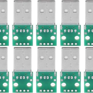 USB A Male to DIP Adapter Board, 4 Pin 2.54 mm Pitch for DIY Electrical Supply/Breadboard Projects, 10 Pieces USB Type A Plug Converter