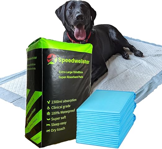 Speedwellstar 20 Extra Large 150x80cm Puppy Dog Pet Toilet Training Wee Pads Unscented Super Sized Absorbent Mat Cover C&C 2x4 Fleece Liner