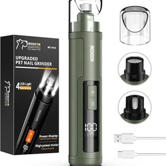 IREDOON Professional Claw Grinder for Dogs, 3-Speed with 4 LED Lights, Latest Claw Grinder with Power Indicator for Pets, Super Quiet, Rechargeable for Large, Medium and Small Dogs