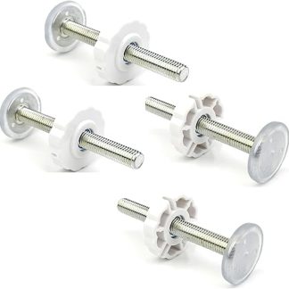 Pack of 4 Baby Safety Stair Gates Extend Pressure Screws for Door Safety Gates & Pet Stair Safety Gates No Drilling - Extension & Secure Fixation with Threaded Spindles (White)