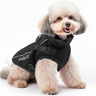 PcEoTllar Waterproof Dog Coat for Small Dogs, Warm Reflective Jacket with Harness for Winter, Ski Costume, Cotton, Dog Sweater