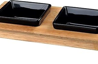 Trixie Raised Dog Bowl Set, Ceramic / Wood