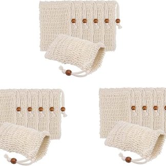 Pack of 120 Soap Peel Bags, Soap Savers Made of Sisal Mesh Fabric Soap Bag, Soap Bag with Drawstring for Bathroom and Shower