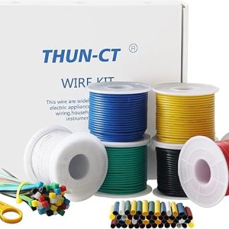 THUN-CT 0.52 mm² 20AWG Electrical Wire Cable Kit 6 Different Colours Total Length 73.2 Metres (12.2 Metres Each Spools) Tinned Copper Wire Insulated Electronic Wire for DIY