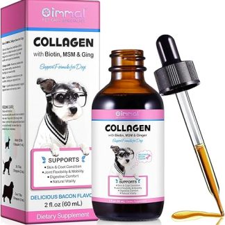 Liquid Collagen for Dogs, Dog Skin and Fur Collagen Supplement, Dry and Itchy Skin Relief, Dog Joint Supplements, Support Digestion Health, Dog Collagen Drops