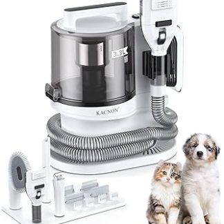 KACNON Dog Clipper with Vacuum Cleaner (3.3 L, 13 kPa) - All in One Pet Care Set - Quiet Clipper Dog Cat - Pet Hair Vacuum Cleaner Electric Pet Brush