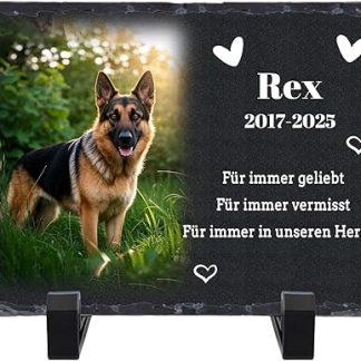 SunHurry Personalised Slate Pet Memorial Plaque Memorial Stone with Photo and Text 20x30cm Black