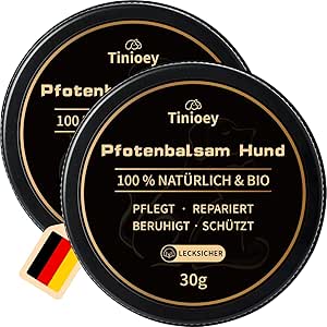 Tinioey Paw Balm Dog 30 g x 2 - Heals, Repairs and Restores Dry, Cracked & Damaged Paws, Paw Care Paw Protection Dog, Dog Paw Balm, Dog Accessories, Dog Gifts