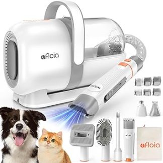Afloia Dog Clipper with Vacuum Cleaner, Professional Pet Grooming Set, Quiet Clipper, Dog Cat Pet Hair Trimmer, Professional Dog Hair Trimmer with 7 Care Tools, 1.5 L