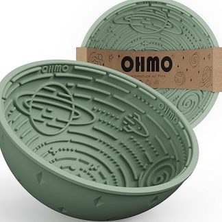 OHMO Lick Mat Dog Wobble Bowl, Lick Mat for Dogs Cats, Anti Slinging Bowl with Star Pattern for Anxiety Relief & Slow Feeding, Made of Food-Grade Silicone, Sage Green