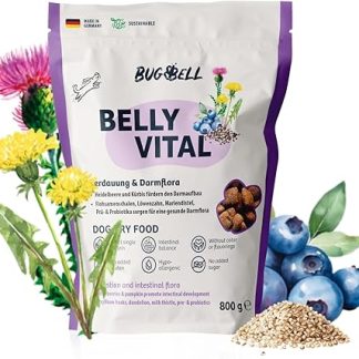BugBell 800 g Premium Dry Food, Gentle on the Stomach, Hypoallergenic, for Pancreas or Liver Problems, Dandelion, Milk Thistle, Prebiotics & Probiotics