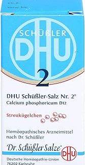 DHU Schüßler Salt No. 2 Calcium Phosphoricum D12 Scattering Balls - The Mineral Salt of Bones and Teeth - The Original - Environmentally Friendly in Medicine Glass, 10 g Globules
