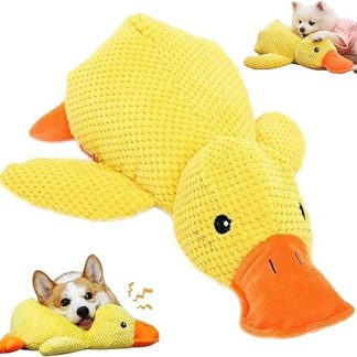 Auzlya Anti-Stress Duck Dog, Quack Duck Dog Toy, Interactive Dog Toy Duck, Squeaky Toy Dog Cuddly Toy, Yellow Squeaky Toy for Dogs, for Small, Medium, Large Dogs