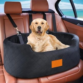 Dog Car Seat for Large/Medium Dogs (up to 25 kg) or 2 Small, Car Dog Seat with Safety Leashes & Washable Cushion - for Rear Seat