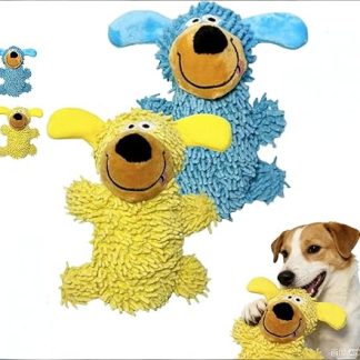 Lamvpiny Generisch Giggling Teeth Cleaning Toy in Dog Colours, Dog Toy Cuddly Toy with Squeaker for Business, Anti-Stress Dog for Small, Medium, Large Dogs (Yellow + Blue)