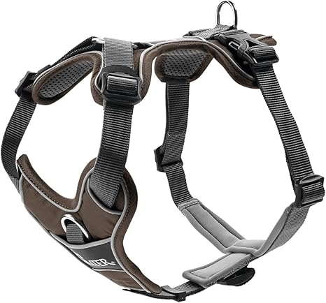 HUNTER Dog Harness, Brown/Grey, 72–100 cm