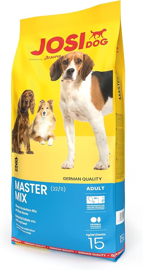 JosiDog Master Mix (1 x 15 kg) | Adult | Premium Dry Food for Adult Normal Active Dogs | with Lots of Protein & Beetroot | Powered by Josera | Dog Food | Complete Food | Pack of 1