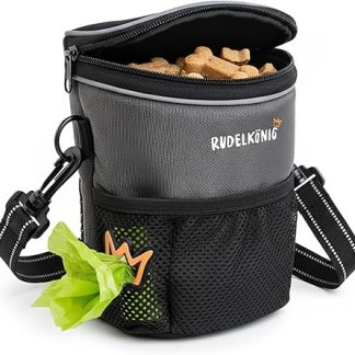 Rudelkönig Treat Bag for Dogs - Practical Dog Food Bag with Waste Bag Dispenser for Hanging