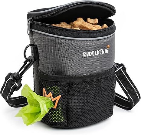 Rudelkönig Treat Bag for Dogs - Practical Dog Food Bag with Waste Bag Dispenser for Hanging