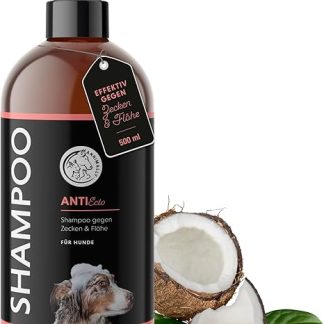 Annimally Anti Tick and Flea Shampoo Dog - Shampoo Against Ticks, Fleas & Mites for Dogs - Dog Shampoo with Neem Extract (500 ml)