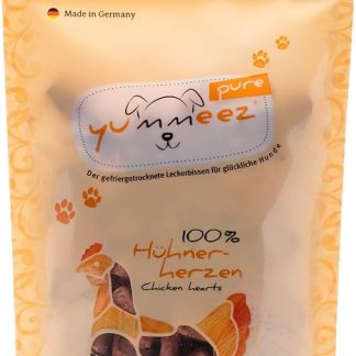 Yummeez Pure Chicken Hearts Dog Treats - Grain-Free and Sugar-Free - Pure Meat Treats for Allergy Sufferers Dogs with Optimal Nutrients and Full Flavour, 1 x 35 g