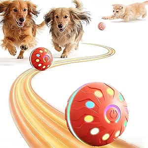 KOLGEIKJ Interactive Dog Toy, Interactive Play Ball for Dogs, Dog Toy Ball Electric, Moving Dog Ball for Dogs, for Puppies/Small/Medium Dogs, USB Rechargeable (Orange)