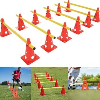 YRHome Agility Equipment Set for Coordination Training, Dog Set, Agility Training Accessories, 12 Multi-Purpose Cones & 6 Bars, Height Adjustable, Multifunctional Combinations, Set of 6