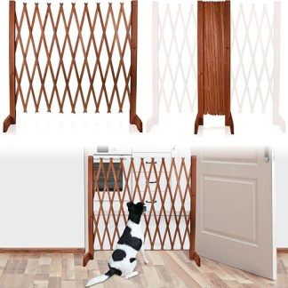 Wooden Fence Dog Barrier Freestanding Flexible Adjustable Scissor Grille Door Grille (1 x Fence)