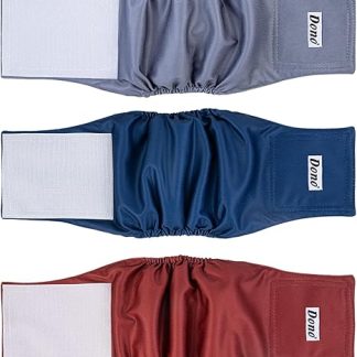 Dono Reusable Dog Nappies for Males, Pack of 3, Washable Dog Nappies, Incontinence, Puppy Training, Travel, Marking Problems, XS, S, M, L, XL, XXL