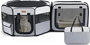 Lekespring Foldable Puppy Run - 120 x 40 cm Portable 2-in-1 Puppy Run & Cat Playpen for Indoor and Outdoor Use, Playpen Dog with Carry Bag for Cats, Puppies and Small Animals, Can be Used Separately
