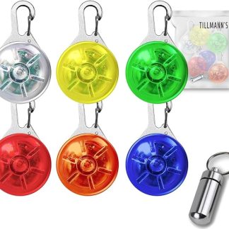 O3 Light Pendants / Pack of 6 Safety Clip with 3 Light Modes / Flashing Light School Bag / Children / Dogs / Cats / Joggers / Bikers / Camper / Free Address Tag