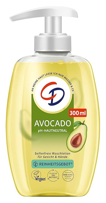 CD Avocado Wash Lotion in Dispenser 300 ml - Nourishing Lotion for Moisturising Cleansing - Vegan and Soap Free, 300 ml