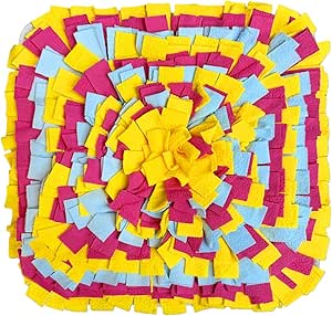 AMFUN Sniffing Rug Dog, Sniffing Mat for Promotion, Puppy Training Mat for Slow Feeding, Non-Slip, Washable, Felt Material, Educational Toy for Small and Large Dogs - Yellow, 35 × 35 cm