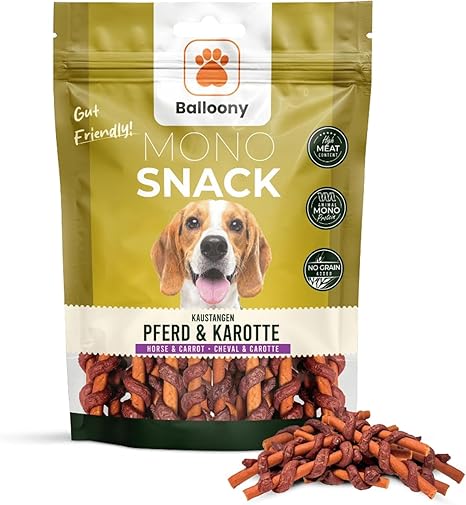 Balloony. Pet Monosnack Horse & Carrot Chew Sticks - Natural Dog Treats Horse for Any Dog - Air-Dried Treats for Dogs (150 g)