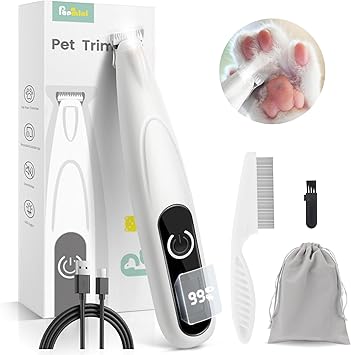 PAPMINI Paw Trimmer for Dogs, Extra Quiet Dog Clipper, Dog Paw Trimmer with LED Light, Type-C Rechargeable Clipper, Dog, Paw Trim Pro for Paws, Ears, Face, Eyes