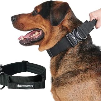 Spark Paws Tactical Dog Collar - Robust, Premium Quality, Thick and Durable for Large and Medium Dogs - Black - M