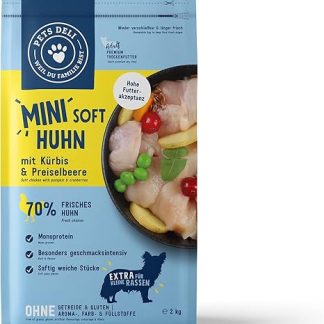 Pets Deli Soft Dry Food for Small Dog Breeds with Chicken, Pumpkin and Cranberry without Sugar and Gluten 2 kg
