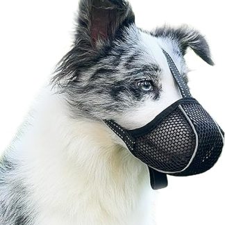 Muzzle for Large Dogs - Prevent Chewing/Eating/Biting, Breathable, Reflective, Adjustable for Medium Dogs (Black, L)