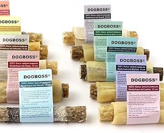 DOGBOSS 100% Natural Filled Chew Rolls in Various Sizes and Flavours (Set of 10, 13 cm)