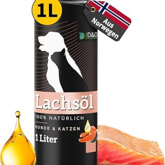 D&O Nature Products Salmon Oil for Dogs 1 L, Salmon Oil Cat with Omega 3 & 6, Norwegian Salmon Oil, 100% Natural, Also as an Addition to Barf, Fish Oil for Dogs and Cats, Salmon Oil for Dogs