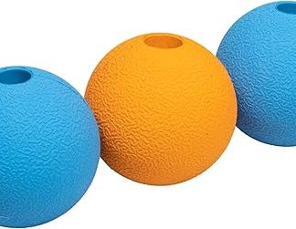 Amazon Basics Supreme Rubber Balls for Dogs 2.5 (Pack of 3), Blue, Orange