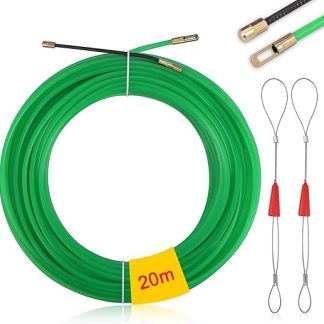 Zocipro 20 m Cable Pulling Aid, Pull Wire, with 2 Guide Springs, Retracting Tape φ4 mm Cable Retraction Aid in Ideal Retraction Tape for Cable Laying Empty Pipes, Green