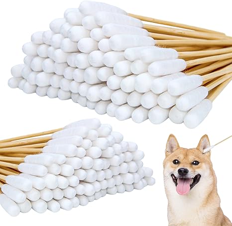 aurorayer Pack of 200 Cotton Buds for Dogs, Ear Sticks, Dogs, 2 Sizes, Ear Cleaner, Cotton Buds for Dogs, Cats, Horses, Teeth Cleaning, Ear Cleaning