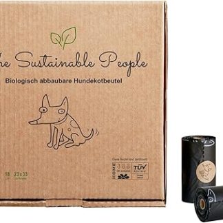 TSP Organic Dog Poop Bags Premium OK Compost Home Certified 100% Compostable and Biodegradable (No OXO!) Large, extra thick (18μm), safe and moisture resistant.