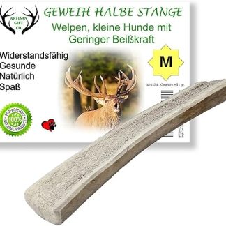 ARTISAN GIFT CO Red Deer Antlers Dog Chew Snack Half Bar for Puppies or Dogs - Minimum Weight 51 g (M - 1 Piece)